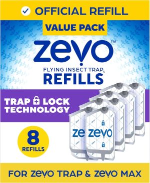 Zevo Flying Insect Trap, Fly Trap Refill Cartridges (8 Refill Cartridges)