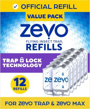 Zevo Flying Insect Trap, Fly Trap Refill Cartridges(12 Cartridges)
